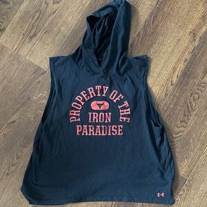 Youth Under Armour Project Rock Black Hoodie with Red Text